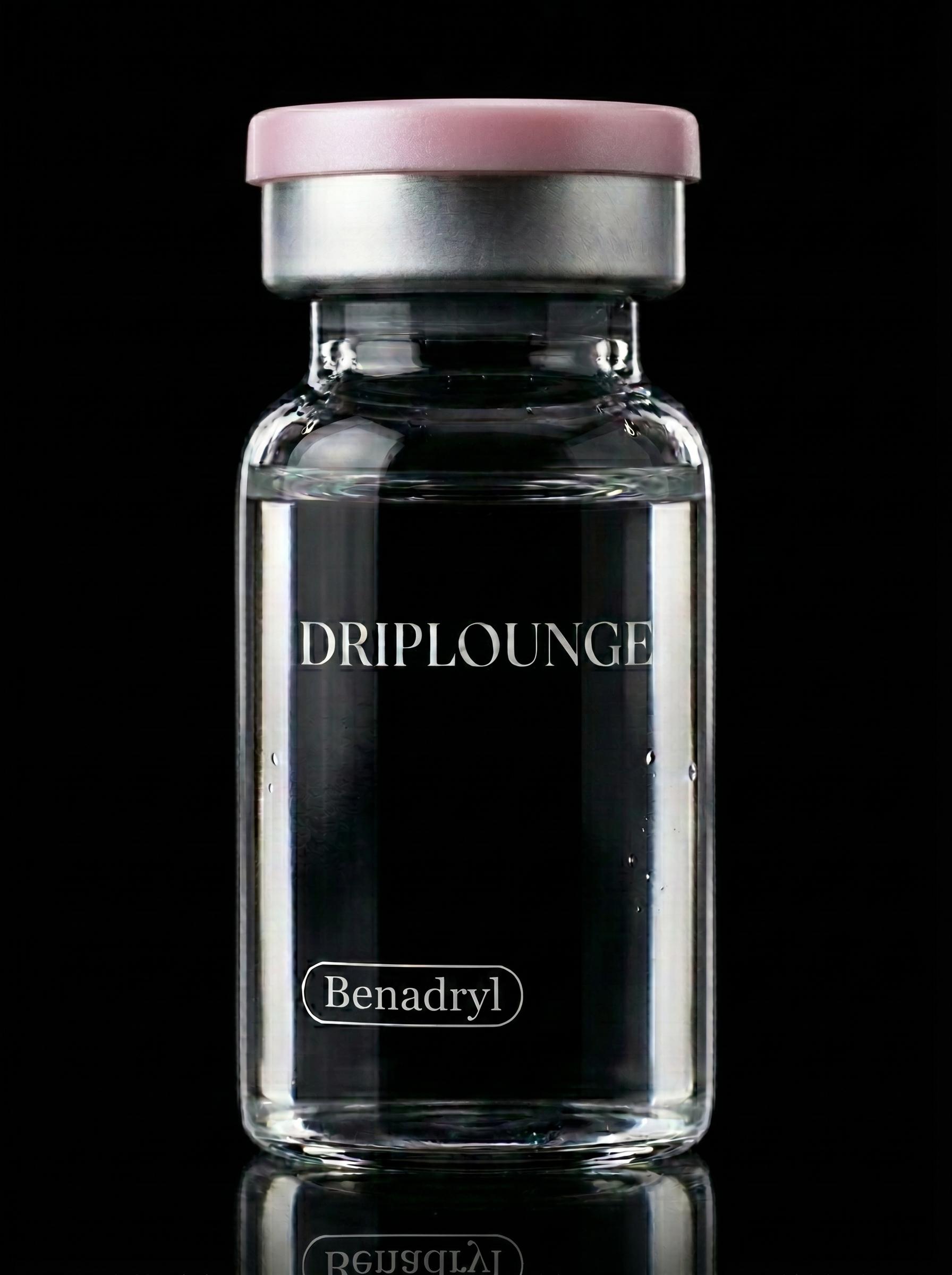 Benadryl diphenhydramine injection vial from NY Drip Lounge
