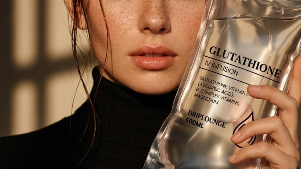 Client receiving a glutathione IV infusion at NY Drip Lounge